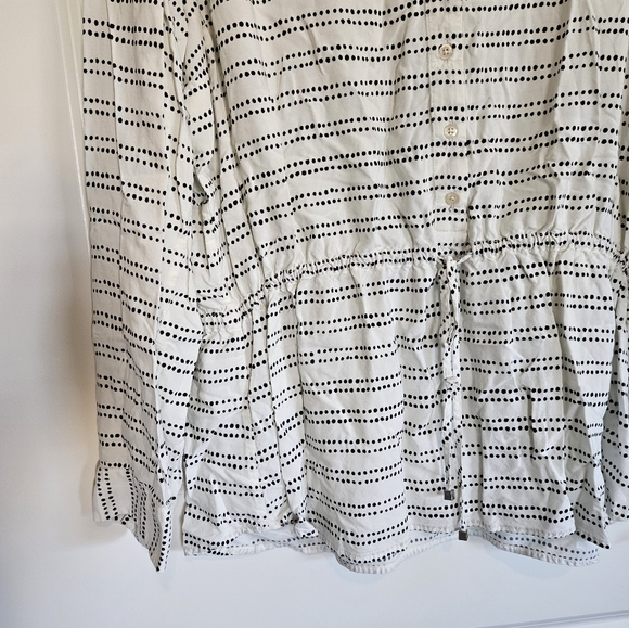 Talbots Spot Striped Off White Button Up Blouse Long Sleeve Size XL - Picture 3 of 10